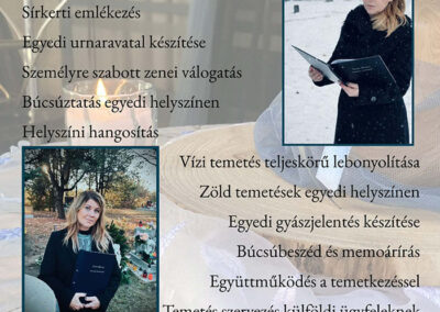 Liszka Zsazsa polgári búcsúztató bemutatja a szolgáltatásait.